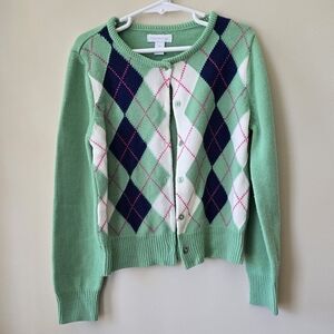 Charter Club Girls Argyle Long Sleeve Cardigan Size 10